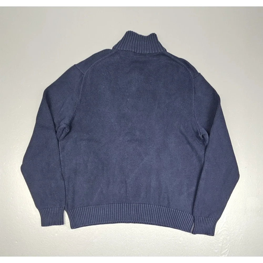 Polo Ralph Lauren Sweater Mens XL. 3 Button Cotton Mock Neck‎ Blue Red Pony
